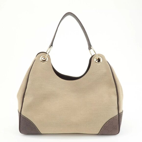 Authentic GUCCI Canvas Leather Shoulder Bag Beige Brown - Picture 2 of 16